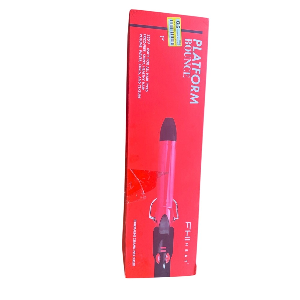 FHI Heat Platform Bounce 1" Tourmaline Ceramic Pro Curler‎ Red Black 250-450F